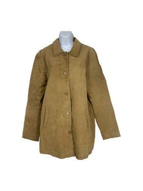Moda International Genuine Leather Tan Button-Up Jacket Size Large